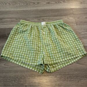 Light Green and White Gingham Boxer Shorts